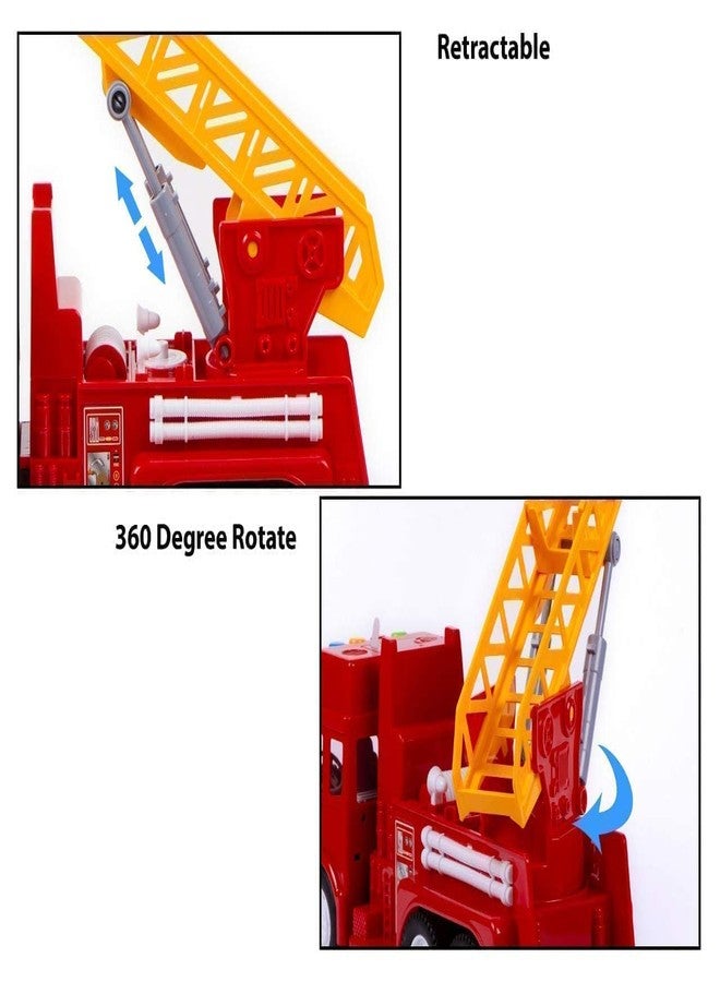SHIPEASE لعبة شاحنة إنقاذ وإطفاء تعمل بالاحتكاك من SHIPEASE للأطفال الأولاد والبنات، مركبات سحب للخلف، شاحنة بناء مزودة بمصعد إنقاذ وموسيقى خفيفة (متعددة الألوان) - Image 5